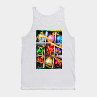 Gold Ribbon And Box Of Ornaments Tank Top